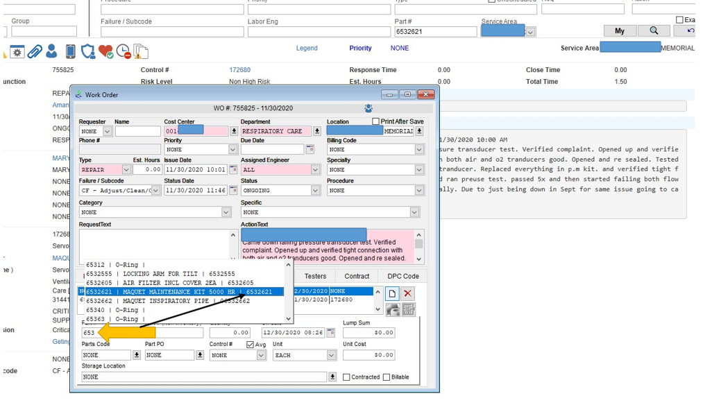 HEMS Enterprise – Part Documentation on Work Orders with Storage ...